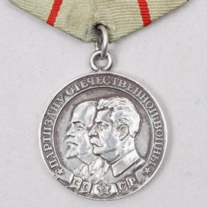 Russian WWII Partisan Medal 1st class With Award Document