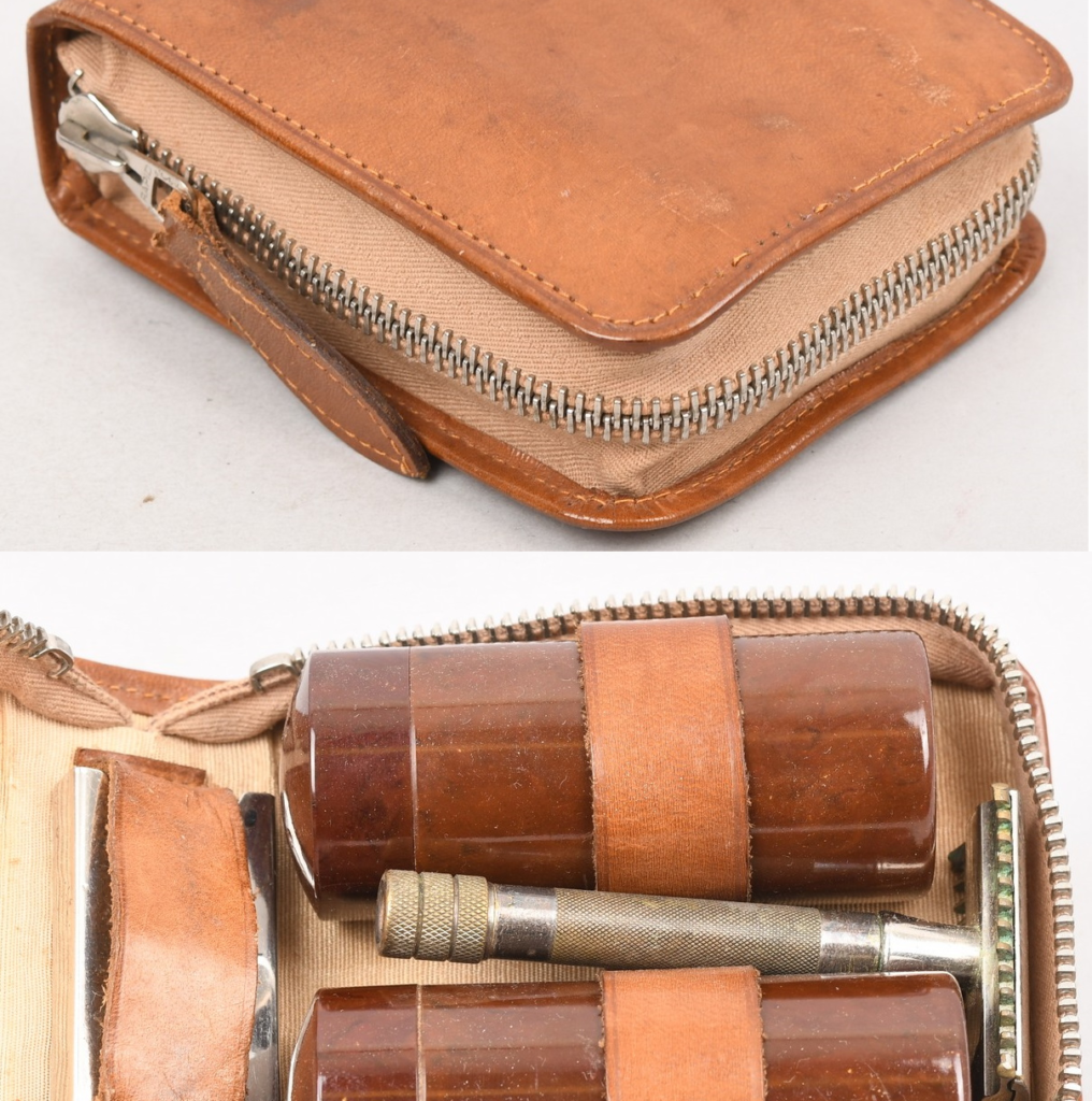 Germany 1930-1940's Mens/Officer's Shaving Kit Leather Case Complete With Content
