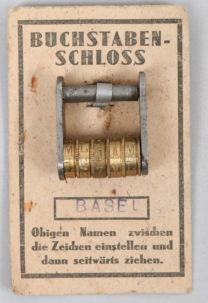 German 1930-1940's Letter Combination Lock Still With Original Card