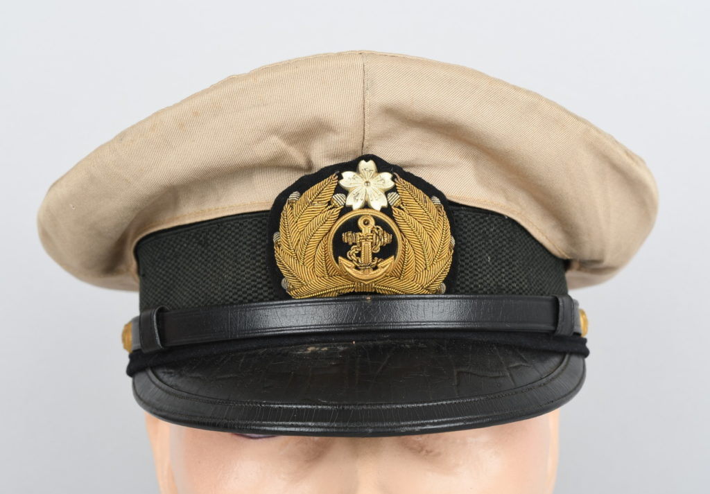 Japanese WWII Navy/NLF Officer's Visor Cap with a Khaki Cotton Summer Top Cover