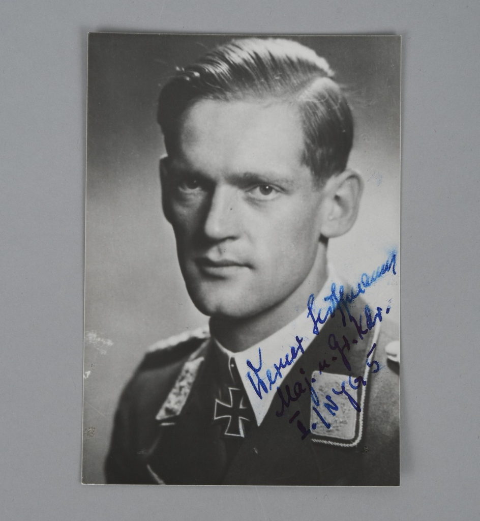 Luftwaffe Night Fighter and RK Holder Werner Hoffmann Postwar Photo and Signature