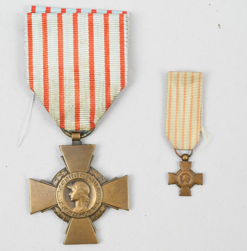 French WWI Medal Combatant's Cross with Miniature