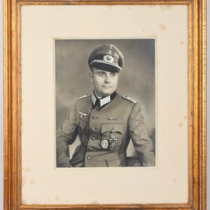Large Wartime Framed Studio Photo Picturing a Cavalry Officer