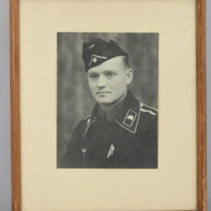 Large Wartime Framed Studio Photo Picturing a Panzer Unteroffizier