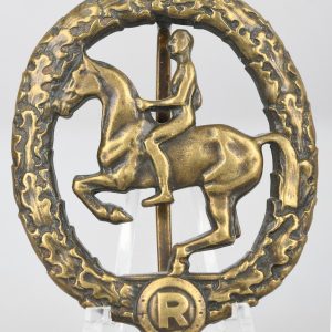 Riders Badge in Bronze Maker Marked Lauer, Missing Catch