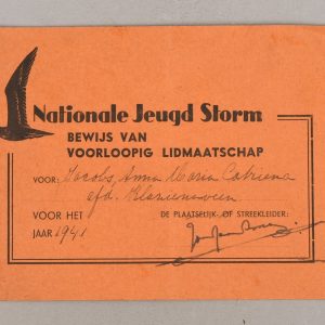 Dutch "Nationale Jeugd Storm" Provisional Membership Card