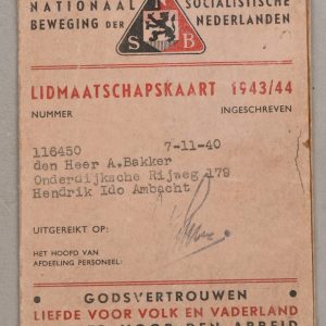 Dutch NSB Membership Card / Booklet