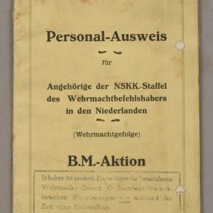 Personal-Ausweis NSKK Staffel des Wehrmachtsbefehlhabers in den Niederlanden issued 1944